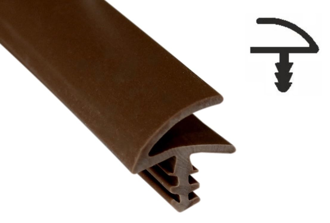 SN-TEC Zimmertürdichtung/Türdichtung/Türgummi TD 3023 für 3mm Nut und 12mm Falz, Farbe: Braun (25 Meter)
