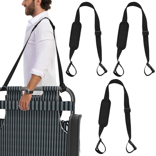 4pcs Carry Straps for Beach Chair, 45.28-74.8in Length PP Webbing Material Folding Beach Chair Adjustable Shoulder Straps Practical Accessories for Camping Picnic Outdoor Foldable Bikes(Black)