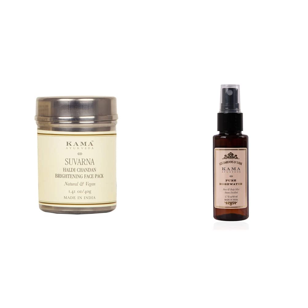 Kama Ayurveda Suvarna Haldi Chandan Brightening Face Pack and Pure Rose Water-image-33