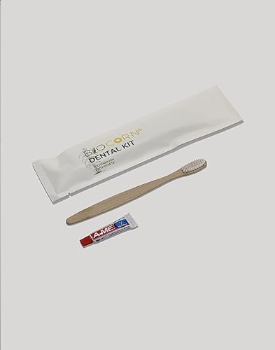 Miniatura 2 de Cepillos de dientes desechables de bambú con pasta de dientes A.ME de 0.23 oz - Traje envuelto individualmente para viajes, invitados y hotel, juego