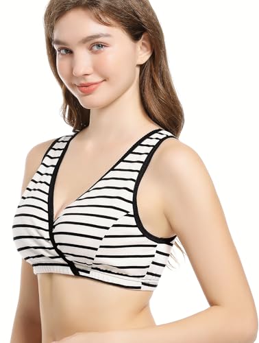 Image of CAKYE 3 Pack Maternity Nursing Sleep Bra Breastfeeding Cotton Bralette