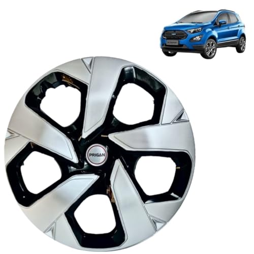 Image of Prigan EcoSport Black Silver Wheel Cover 15 inch for EcoSport (Set of 4 Pcs) (Press Fitting) Model- Punch Reverse 15