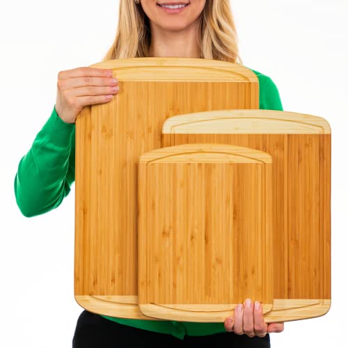 Greener Chef 1250 Organic Bamboo Cutting Board Set Of 3 With Lifetime Replacements - Wood Cutting Board Set thumb #6