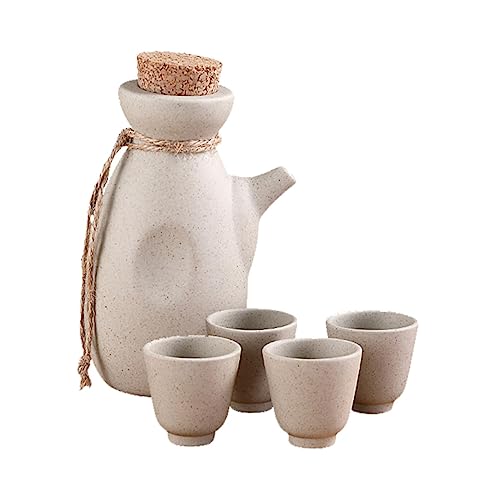 BRIGHTFUFU 1 Set Sake Pot Cup Machine Vintage Water Glasses Mini Wine Cup Japanese Bottle Cups Mini Wine Glasses Water Cup Japanese Sake Bottle Stovetop Kettle China Tea Cup Beige Ceramics