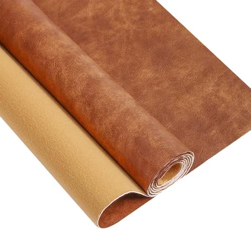 Premium Faux Leather Upholstery Fabric 1.2mm Thickness,Waterproof Upholstery Leather Distressed Bark Fabric 10 Yards Roll(Light Brown,Shipped as a 360"x54" Roll)