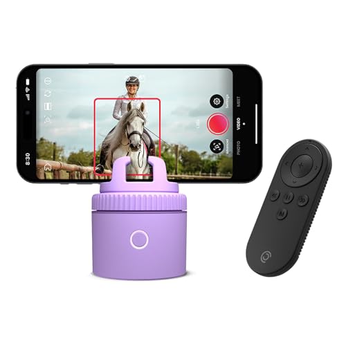 Image of Pivo Equestrian Pod Auto Tracking Phone Holder, Face, Body & Horse Tracker, 360° Rotation, 6 Speed, Stand for Video Recording with Remote Control (Purple)