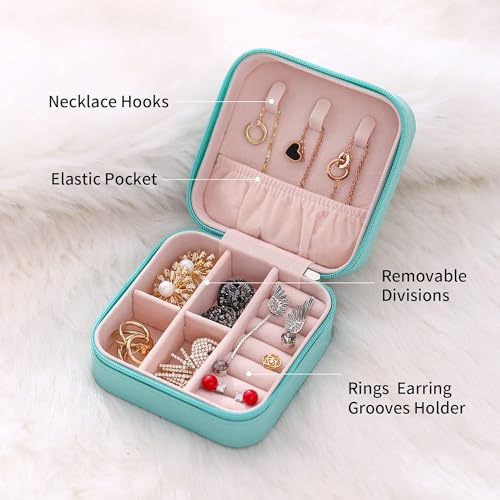 Image of TRODANCE Mini Jewelry Travel Case,Small Travel Jewelry Organizer, Portable Jewelry Box Travel Mini Storage Organizer Portable Display Storage Box For Rings Earrings Necklaces Gifts (4Color-4pcs)
