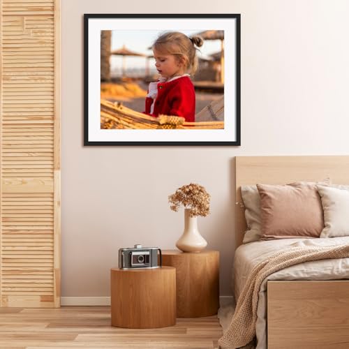 Hoikwo 20x24 Black Picture Frame, Display Pictures 16x20 with Mat or 20x24 Without Mat, 1 Pack 20 by 24 Frame for Wall Hanging and Table