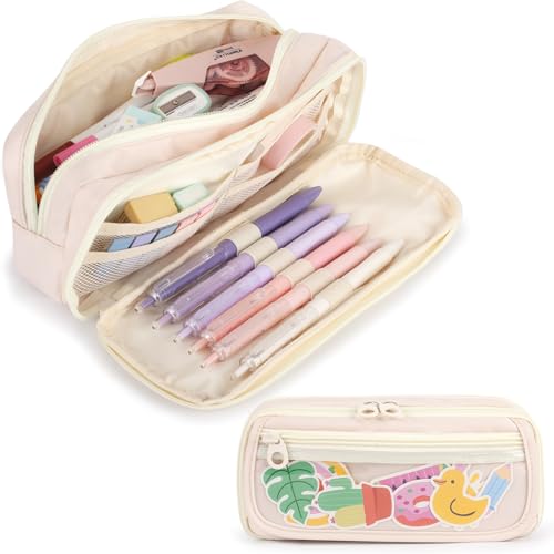 Bunnychill Large Capacity Pencil Case with Compartments, School Pencil Bags with Zipper, Big Storage Pen Bag for Teen Girl Boy Men Women, Adult Stationery Pen Bag for School College and Office