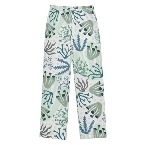 Boys' Pants Coral Underwater Seaweeds Green Long Bottoms Jogger Pants Elastic Waist Trousers with Pockets S-XL