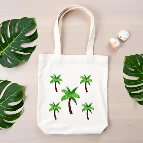 5Pcs Green Appliquess Art Crafts for DIY Clothing Accessories,Coconut Palm Tree Embroidered Patch Iron on Patch DIY Sewing Applique Trim and Embellishments Applique Patches
