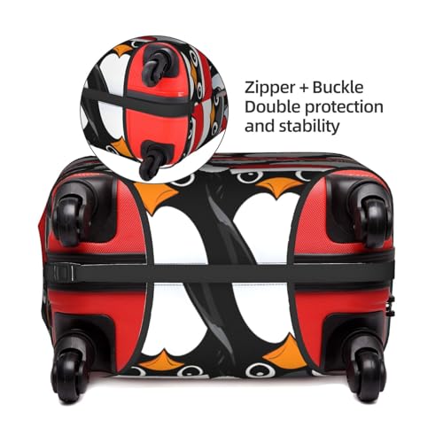 Christmas Penguins Tsa Approved Luggage Cover For 18-32 Inch Suitcases Scratch-Resistant Stretch Luggage Cover4