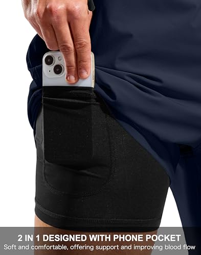 Image of G Gradual Mens Swim Trunks with Compression Liner 7 inch /9'' Quick Dry Board Shorts Swimsuit Bathing Suit for Men Zipper Pockets