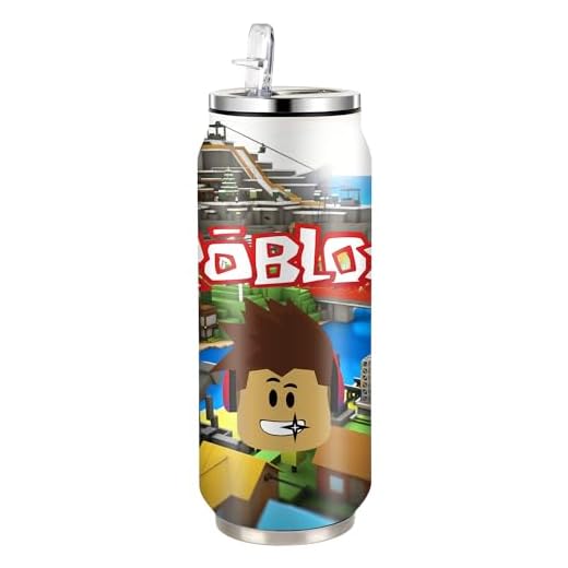 MAJEQZGY Roblox Botella de agua de acero inoxidable de 500 ml, botellas de deporte plegables de acero inoxidable con pajita, taza reutilizable para bebidas para viajes, deportes (sonrisa de la ciudad)