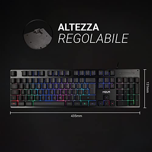 Shield Tastiera Gaming a Membrana Cablata USB, 105 Tasti, Retroilluminazione Arcobaleno, 19 Tasti Anti-Ghosting, Layout Italia, PC/Computer - Tastiera gaming - Immagine 5