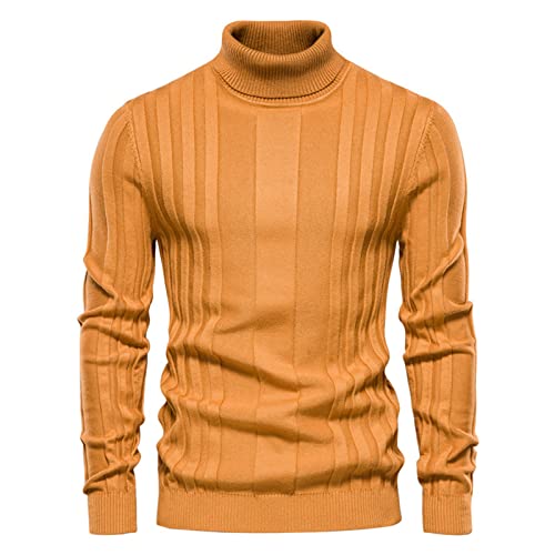Mens Turtleneck Sweaters Casual Long Sleeve Cable Knitted Plus Size Pullover Fashion Comfy Knitwear Warm Tops