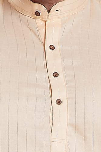 Image of DIVISIVE Men's Self Zari Line Cotton Blend Slim Fit Kurta Pyjama Set