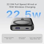 JUOVI Banque de puissance magnétique, 10000mAh Chargeur portable, 22.5W Pack de batterie sans fil rapide avec LED Affichage, chargeur portable avec support pour iPhone 17/16/15/14/13 Series (Noir)