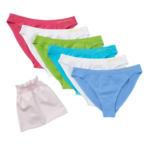 Yellowberry New Girls' 6pk, Fuller Coverage Seamless Underwear with Bonded, No-Show Seam