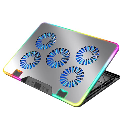 Base para laptop con 5 ventiladores y altura ajustable miniatura 1