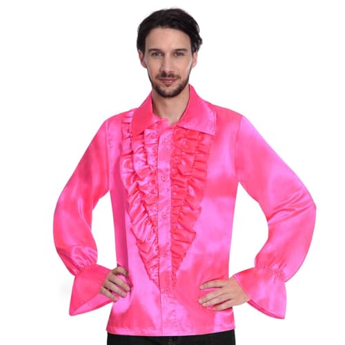 amscan Homme 9907016 Chemise disco rose en satin pour homme Taille L, Rose, L EU