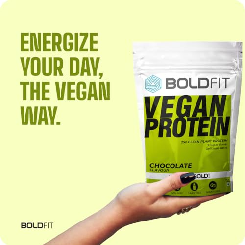 Image of Boldfit Plant Protein Powder - Plant Based Protein Powder with Multivitamin, Minerals, Superfoods, Pea Protein, Digestive Enzymes | Plant Protein Powder -Chocolate Flavour - 200g