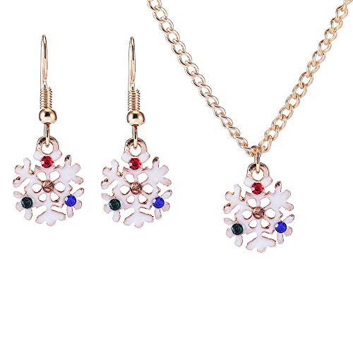 Preisvergleich Produktbild Deniferymakeup Fashion Strass Halskette und Ohrringe Weihnachtsgeschenk Weihnachtsschmuck Weihnachtsbaum Schneemann Rentier Halskette und Ohrringe