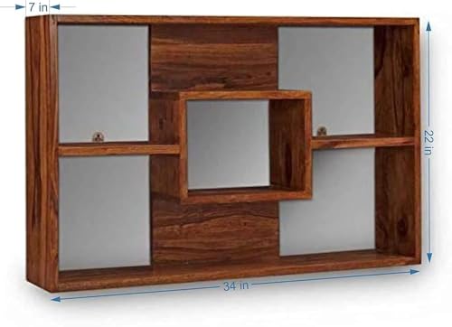 Image of SHYAM ART & CRAFT Solid Wood Corner Ladder Shelf for Living Room Wooden Floor Standing Corner (Brown)