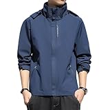 [myouhuo] スタジャン メンズ 冬 仕事 ジャンバー 撥水 防風 ジャケット 野球 ビジネス カジュアル 綿入れ 保温 コート 無地 バイク キャンプ 防寒着 秋服 秋 冬 春 ダークブルー 2XL