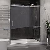 ANZZI 76' x 60' Frameless Shower Door in Polished Chrome, Rhodes Water Repellent Glass Shower Door with Seal Strip Parts and Handle, Easy Glide Rollers Sliding Shower Door (SD-FRLS05702CH)