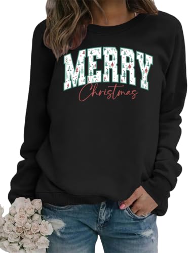 Merry Christmas Sweatshirts for Women Retro Christmas Tree Graphic Shirts - image 1