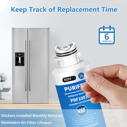 PURIFRIZ 3 Pack DA29-00020B Refrigerator Water Filter, Compatible with Samsung® HAF-CIN/EXP, DA29-00020A/B, DA29-00020B-1, RWF0700A, 469101,RF263BEAESR, RF28HMEDBSR, RS25J500DSR, 6 Month / 300 Gallon