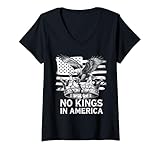 Photo Gallery donna design con aquila patriottica "no kings in america" maglietta con collo a v Photo Gallery donna design con aquila patriottica "no kings in america" maglietta con collo a v