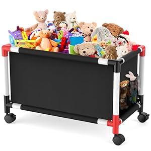 Extra Large Toy Box, Kids Storage Organizers with 360° Wheels, 120L Oxford Toy Chest Boxes for Boys Girls, Home Storage Organizer Toybox for Bedroom Living Nursery, 28.4 x 15.4 x19 Inches