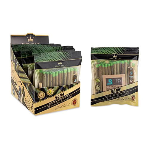 King Palm SLIM Size Cones - (DISPLAY 8 PACK 200 ROLLS TOTAL) - Natural Pre Roll Palm Leafs - Pre Rolled Cones - All Natural Cones - Corn Husk Filter - Preroll Cones - Cones with Filter - Organic Cones