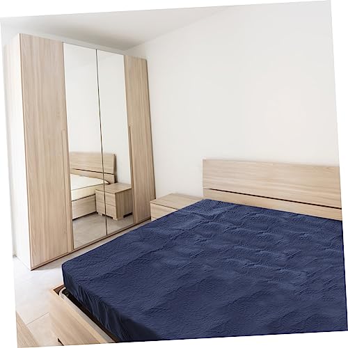 Couverture de matelas double Alipis imperméable avec enrobage coton navy - 8