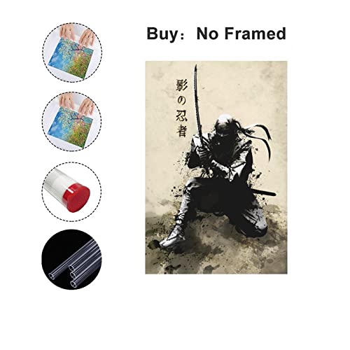 Gengsheng Japanese Ink Bushido Ninja Posters Canvas Painting Vintage Print Wall Art Character Pictures Decoration Living Room Home Decor Unframed 16 X24 Inches thumb #5