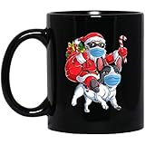  831 Tazas Café De Cerámica Taza Desayuno De Regalo 330Ml Navidad Santa Claus Montando Bulldog Frances Navidad