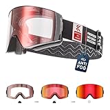 KAPVOE Maschera Sci Fotocromatica UV400 Antinebbia Lenti Magnetiche. Unisex per Uomo Donna Giovani Compatibile con Casco Ideal per Sci Snowboard e Pattinaggio su Ghiaccio con Lenti Intercambiabili 01