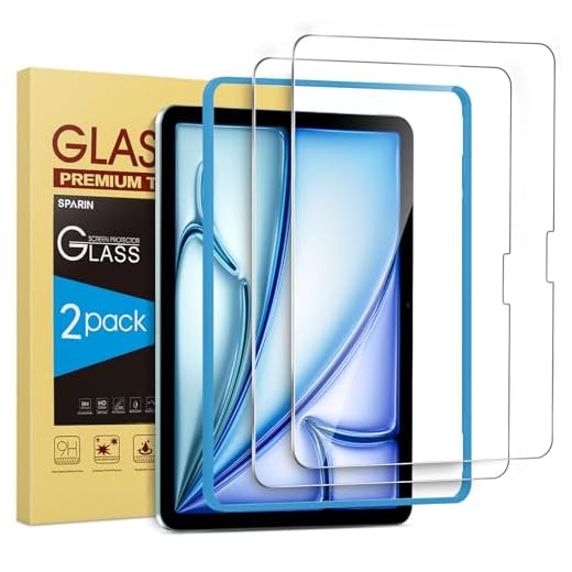 SPARIN 2 Pack Screen Protector for iPad Air 11-inch M3 2025 & M2 2024, (iPad Air 7th/6th Generation), Tempered Glass-Apple Pencil Pro & Case Compatible, Anti-Scratches, High Definition