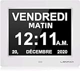 LEMNOI 8' Pouce LCD Horloge Numérique Calendrier N11 avec Date Jour Et Heure Horloge Non-Abrégée Auto Dimming 8 Langues HD Display Rappel pour Alzheimer Les Personnes âgées et Les Enfants