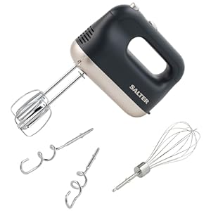 Salter EK5512BGRY Marino Hand Mixer – 250W Electric Whisk, 5 Speed, Stainless Steel Attachments, 2 Mixing Beaters, 2 Dough Hooks and Balloon Whisk, Eject Button, Baking Kitchen Food Mixer