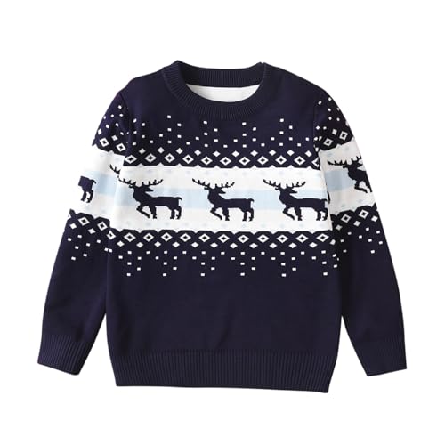 Kids Girl Boy Holiday Christmas Tops Long Sleeve Blouses for Kid Crew Neck Sweater Cute Crochet Warm Knit Shirts
