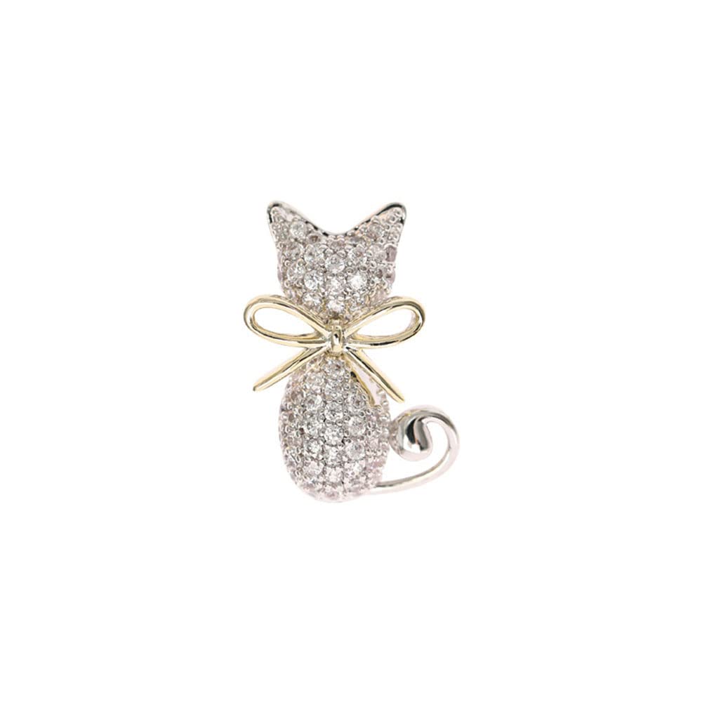 Spilla Vintage A Forma Di Gatto Con Strass - Yazilind, Gioiello Donna