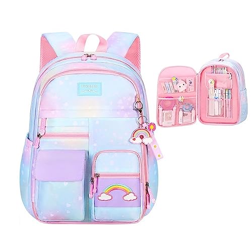 Etaishow Heart-Print Girls Backpack For Elementary School Kids Bookbag With Compartments Cute Student Backpack For Girls #TOP21