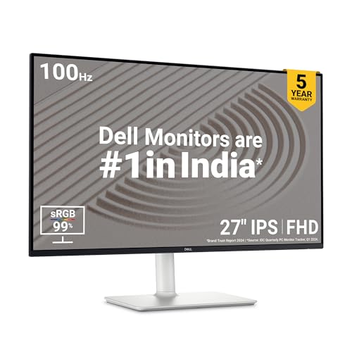 Image of Dell S2725HS Silver 68.58cm /27 inch FHD Monitor 100Hz, Dual Speaker, 4ms(Extreme), 1500:1 Contrast Ratio, 99% sRGB, Ficker-Free, Brightness:300 cd /m2, Ports: 2X HDMI, Tilt Swivel Pivot Height Adjustable
