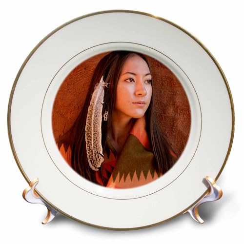 3dRose cp_92706_1 New Mexico, Cherokee Woman, Native American US32 JMR0634 Julien McRoberts Porcelain Plate, 8-Inch