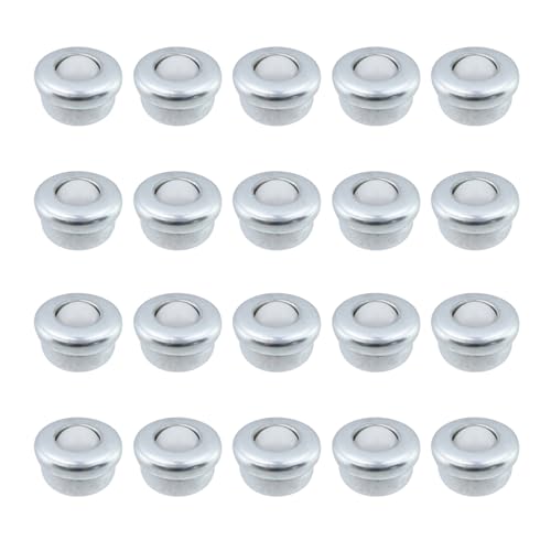 Risbay Small Ball Transfer Bearing Mini Table Conveyor Roller Bearings 5/16 Inch Carbon Steel Ball Roller Wheels for Furniture, Transmission, Wheelchair, 20PCS(White)