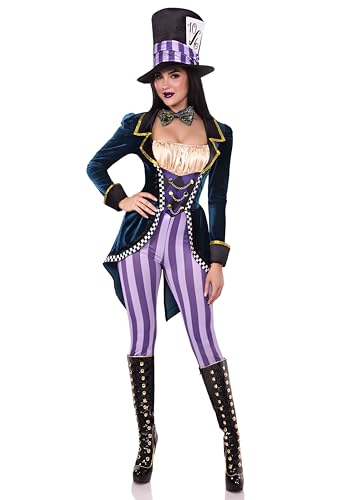 Leg Avenue Monólogo del Sombrerero Loco Disfraz Mono Mujer – Talla S – Multicolor