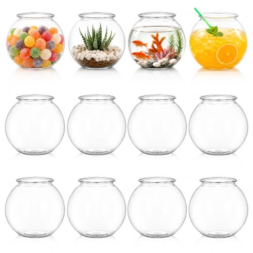 Okllen 12 Pack Plastic Fish Bowls 16.5 Oz/470ML Clear Ivy Bowls for Decoration Mini Shatterproof Drink Bowl Sweet Bowl for Carnival Game Accessory Drinks Candy Party Favors & More